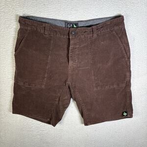 Hippy Tree Corduroy Shorts Mens 38 Brown Deep Pocket Hiking Outdoor Button Fly